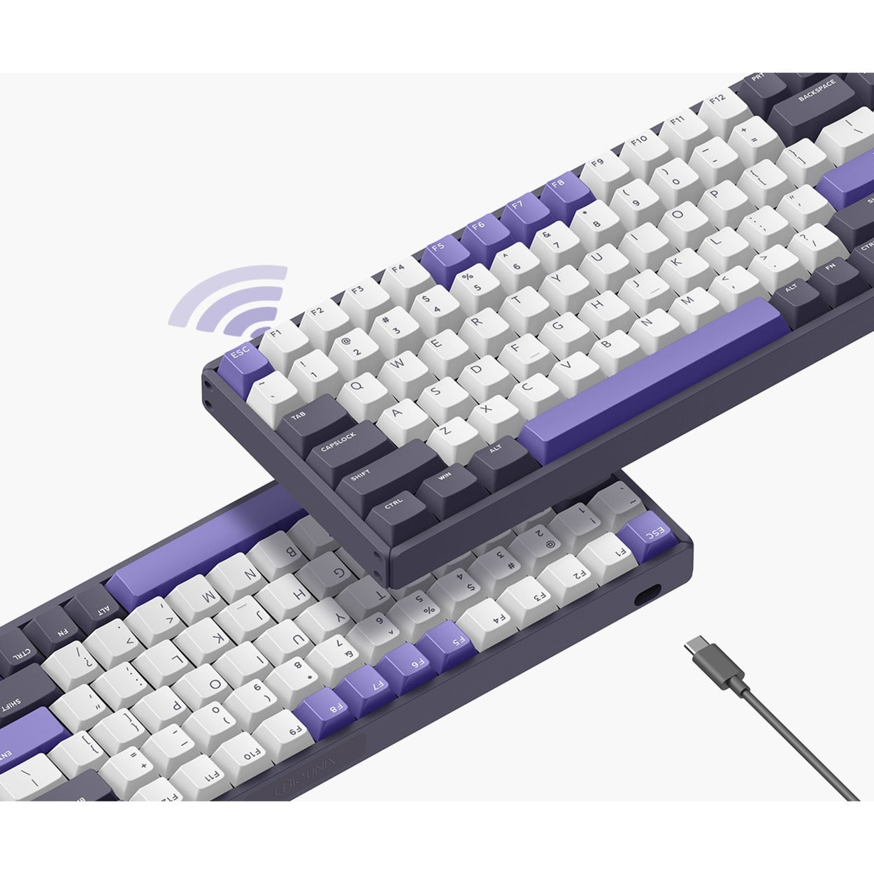 Iqunix f97 lavandin wireless mechanical keyboard (lavendel, us lay-out (qwerty), cherry mx silent red, 96%, rgb leds, hot-swappable, pbt, 2.4ghz | bluetooth 5.1 | usb-c)