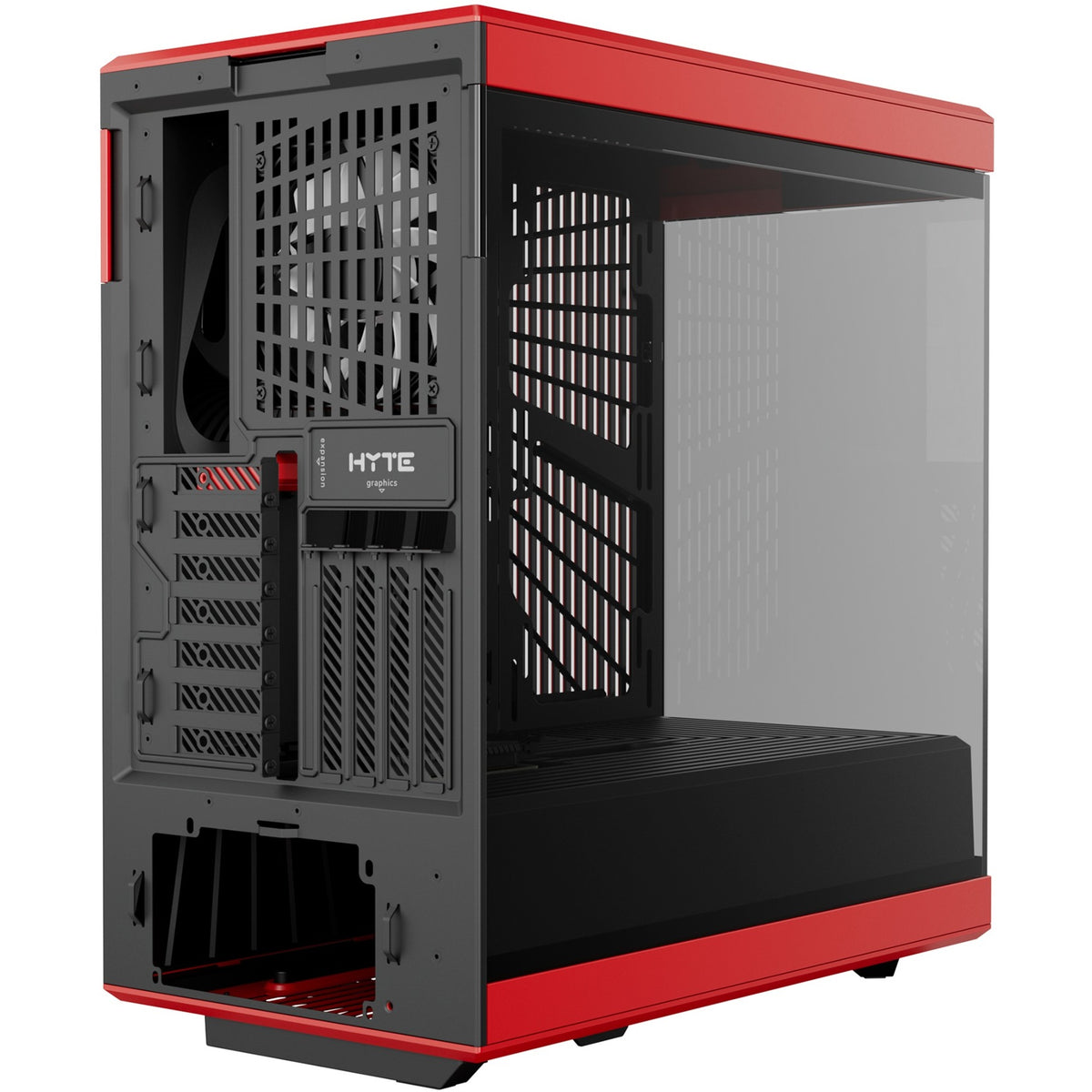 Hyte y40 midi tower behuizing (rood zwart | 2x usb-a | 1x usb-c | tempered glass)