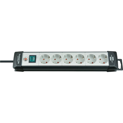 Brennenstuhl premium-line stekkerdoos 6-voudig zwart lichtgrijs 5m h05vv-f 3g1,5