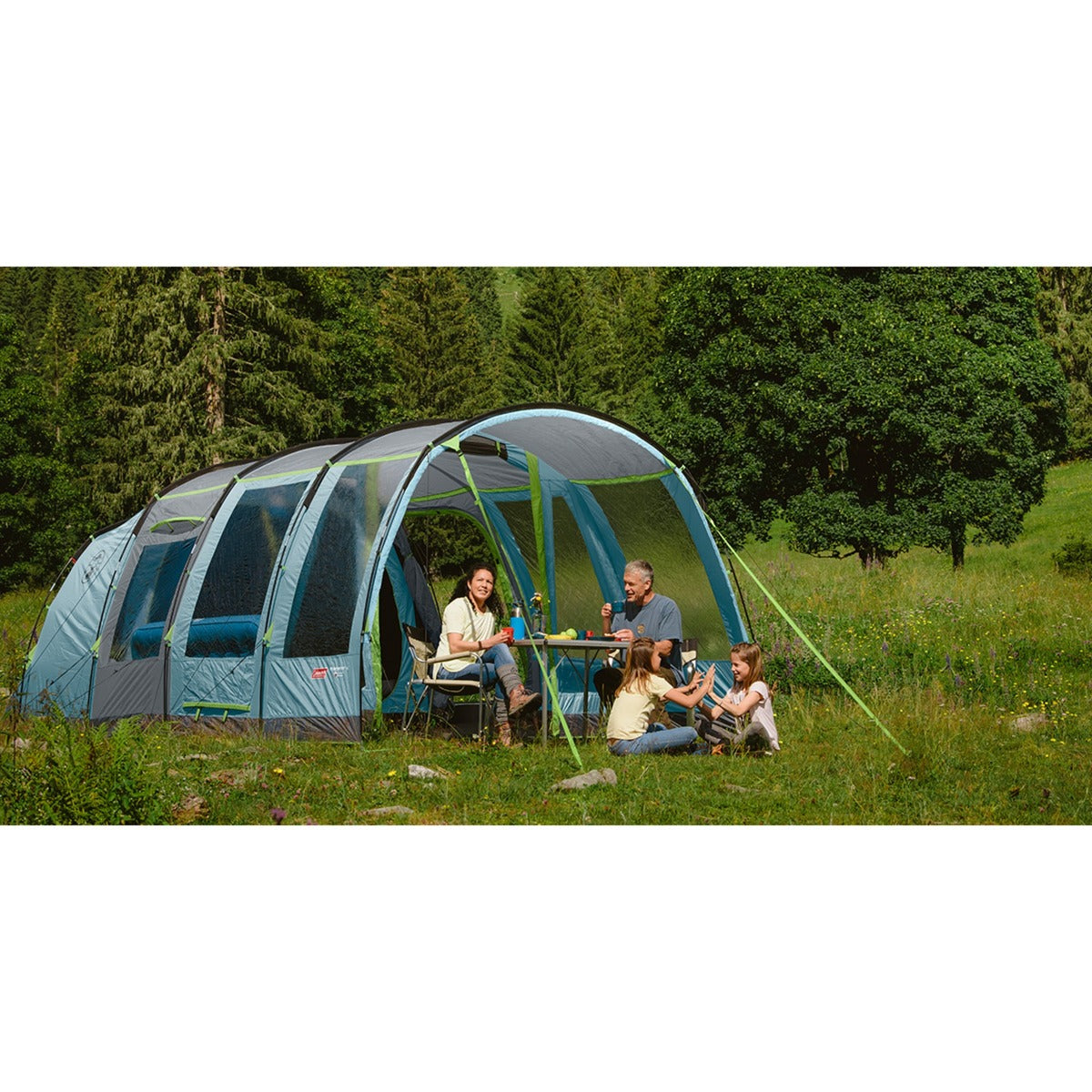 Coleman meadowood 4l tent – tent 4 persoons – verduisterende tent - grijs blauw