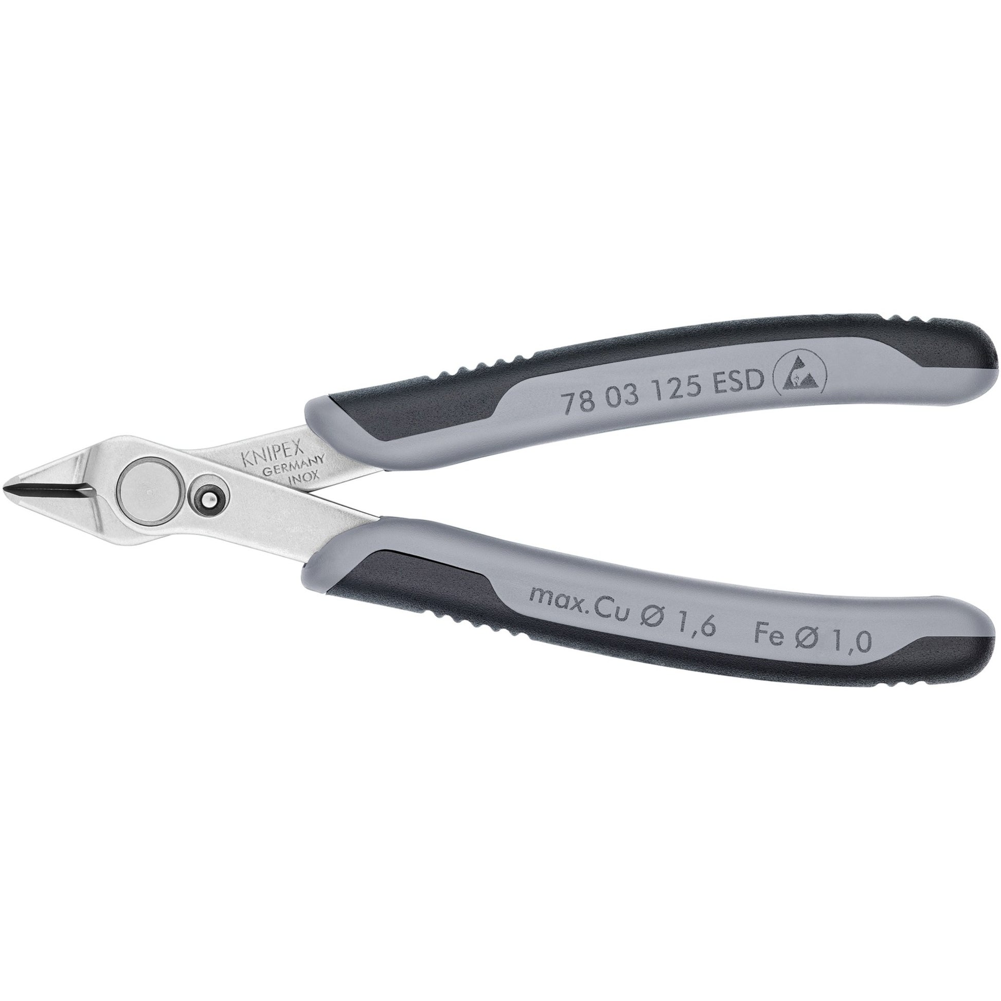 Knipex electronic super knips esd 78 13 125 esd elektronica-tang (grijs)