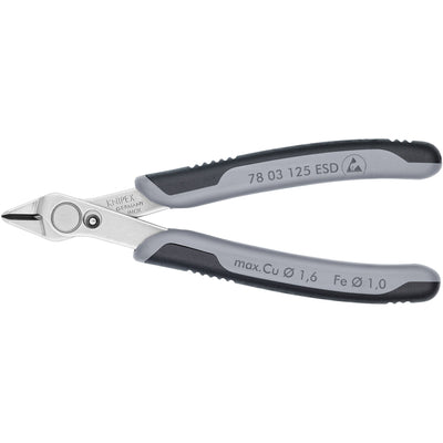 Knipex electronic super knips esd 78 13 125 esd elektronica-tang (grijs)