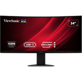 Viewsonic uwqhd curved docking monitor met kvm-switch vg3419c 34 ultrawide (zwart (mat), 1x displayport, 1x hdmi, 1x usb-c, 3x usb-a, 1x rj-45, 120 hz, 1x hdmi, 1x displayport, usb-a, usb-b, usb-c, lan, audio) - afbeelding 2