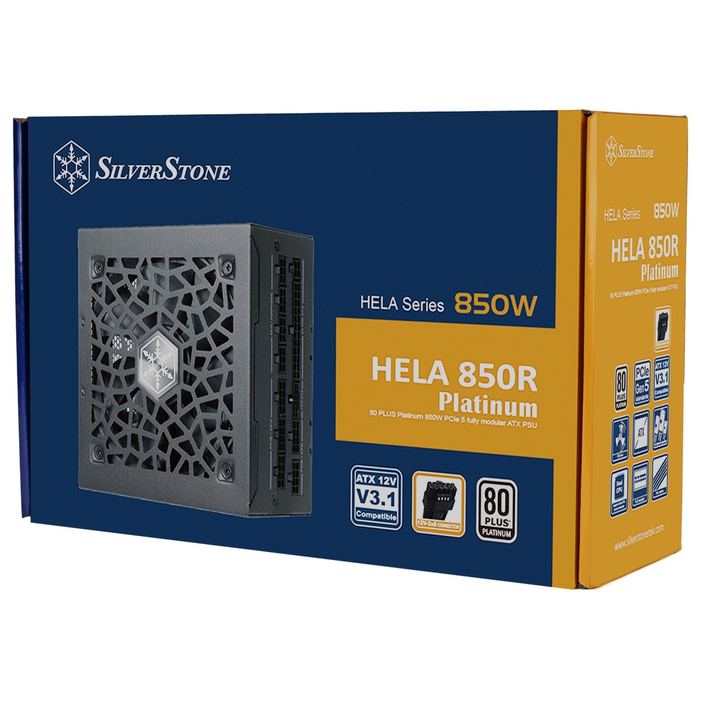 Silverstone hela 850r platinum modulaire 850 watt voeding (zwart, 4x pcie)