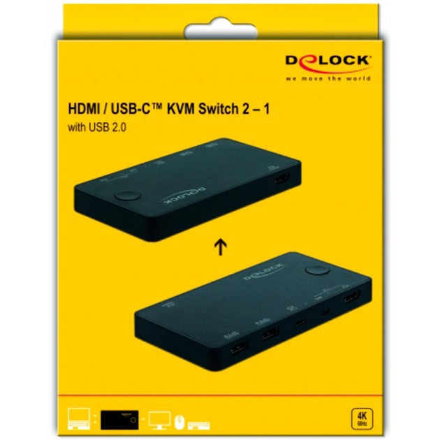 Delock hdmi usb-c kvm switch 4k 60 hz met usb 2.0 kvm-switch