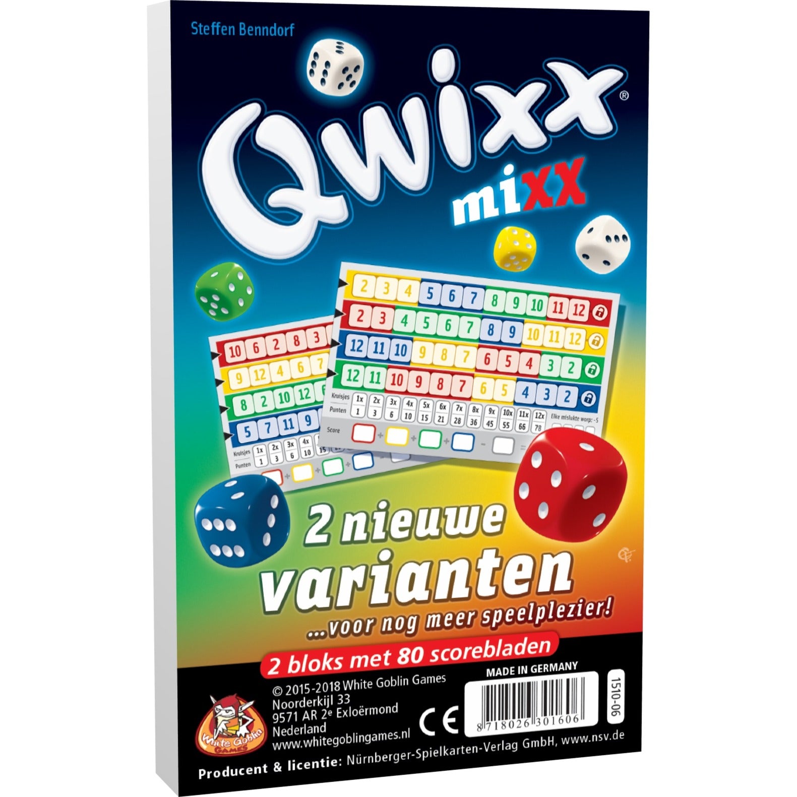 White goblin games qwixx mixx dobbelspel (nederlands, uitbreiding, 2 - 5 spelers, 15 minuten, vanaf 8 jaar)
