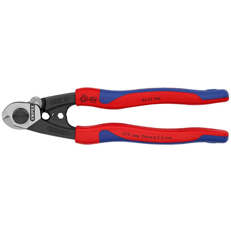 Knipex 95 62 190 draadkabelschaar geschikt voor (striptechniek) aluminium- en koperkabel, een- en meerdraads, middelhar