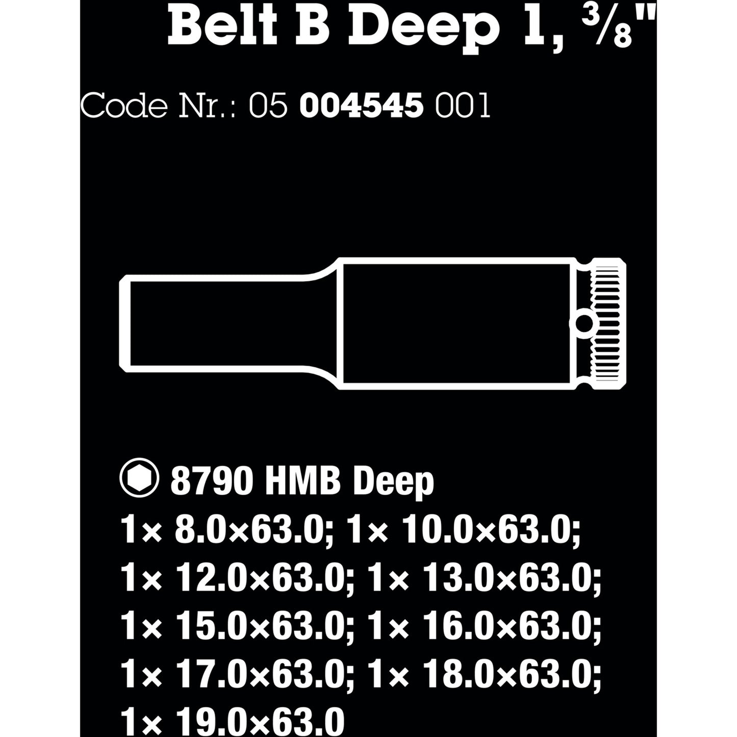Wera 5004545001 belt b deep 1 9-delige doppenset incl. houder - 3 8