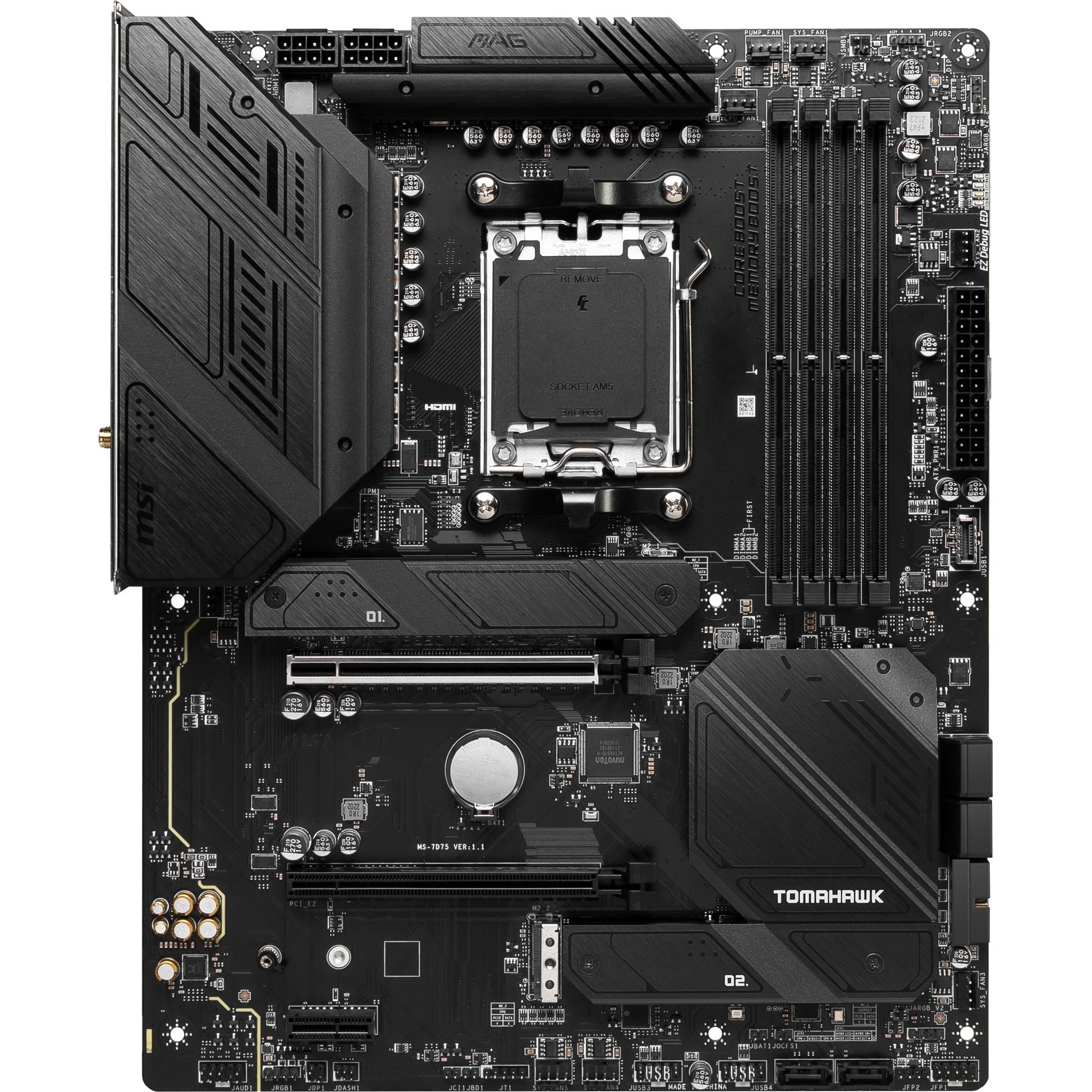 Msi mag b650 tomahawk wifi socket am5 moederbord (zwart, raid, 2.5 gb-lan, wi-fi 6e, bt, sound, atx)