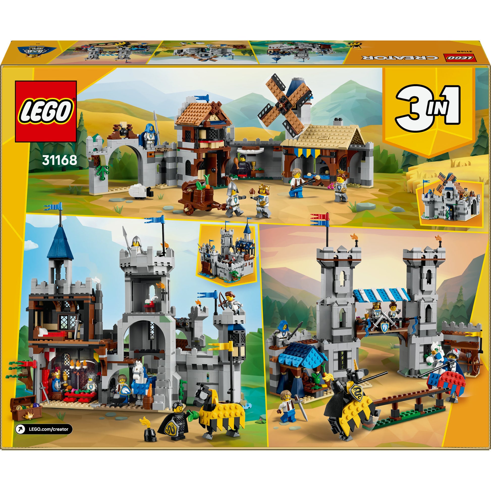 Lego creator 3-in-1 - middeleeuws kasteel met ridders te paard constructiespeelgoed (31168)