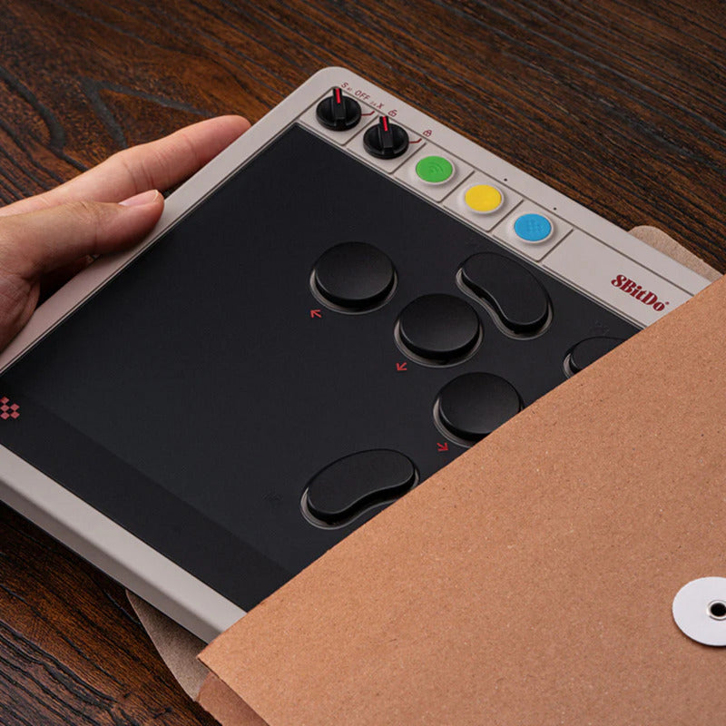 8bitdo arcade controller (grijs rood, 2.4 ghz bluetooth usb, nintendo switch 1 + 2, pc)