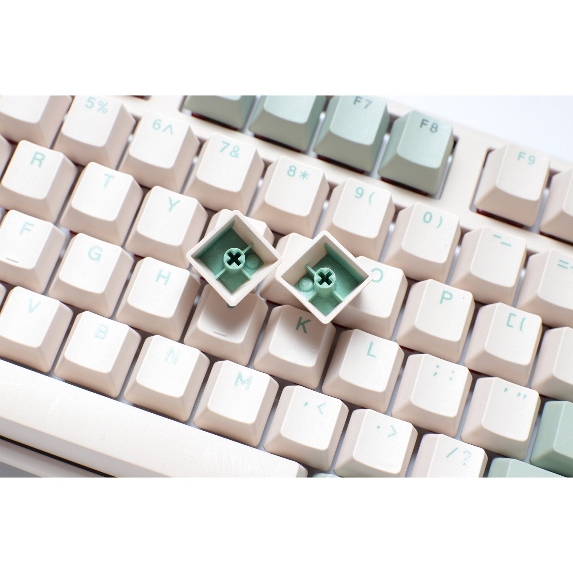 Ducky one 3 matcha tkl mechanisch toetsenbord (crème, us lay-out (qwerty), cherry mx blue, 80% (tkl), pbt double shot, hot swap)