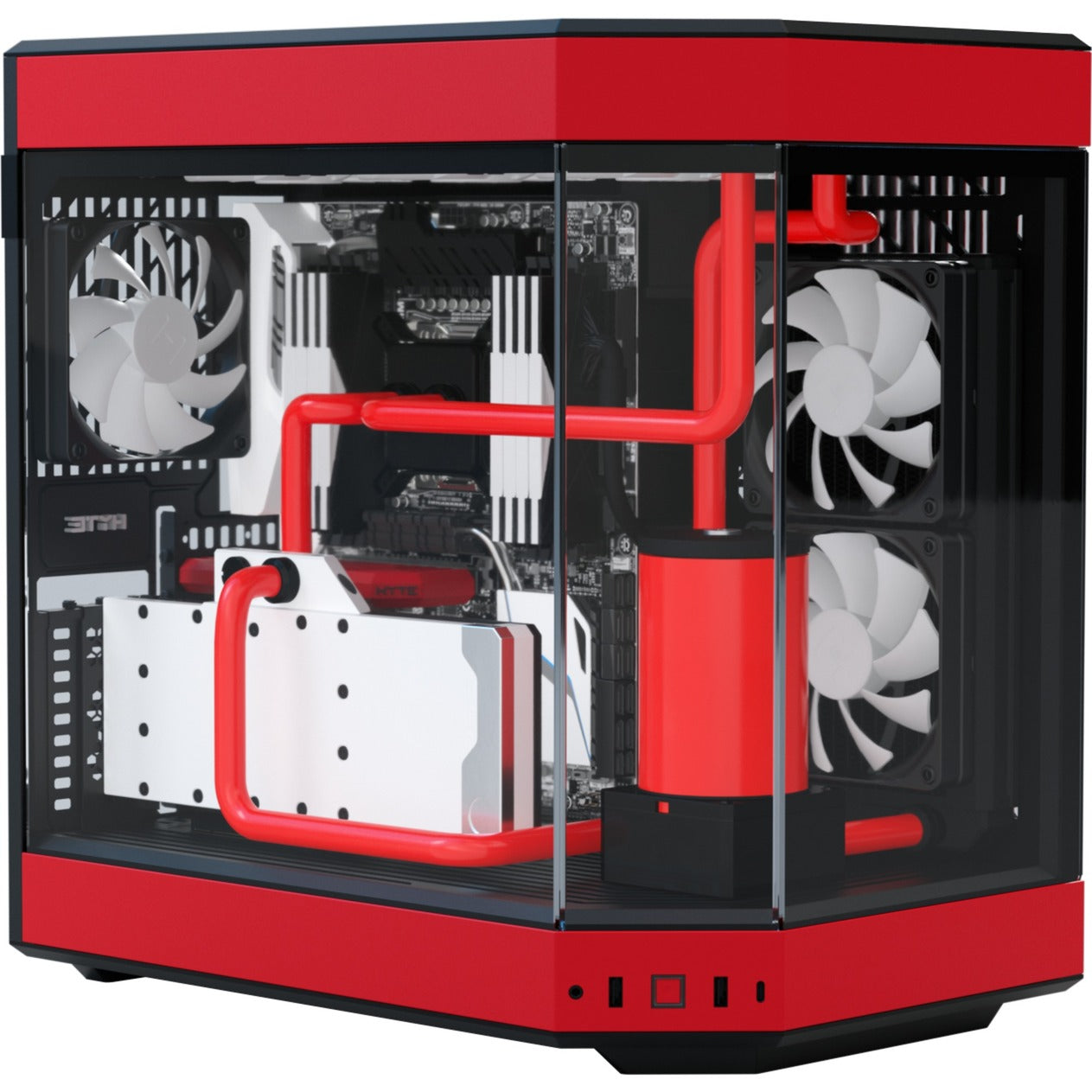 Hyte y60 midi tower behuizing (rood zwart | 3x usb-a | tempered glass)
