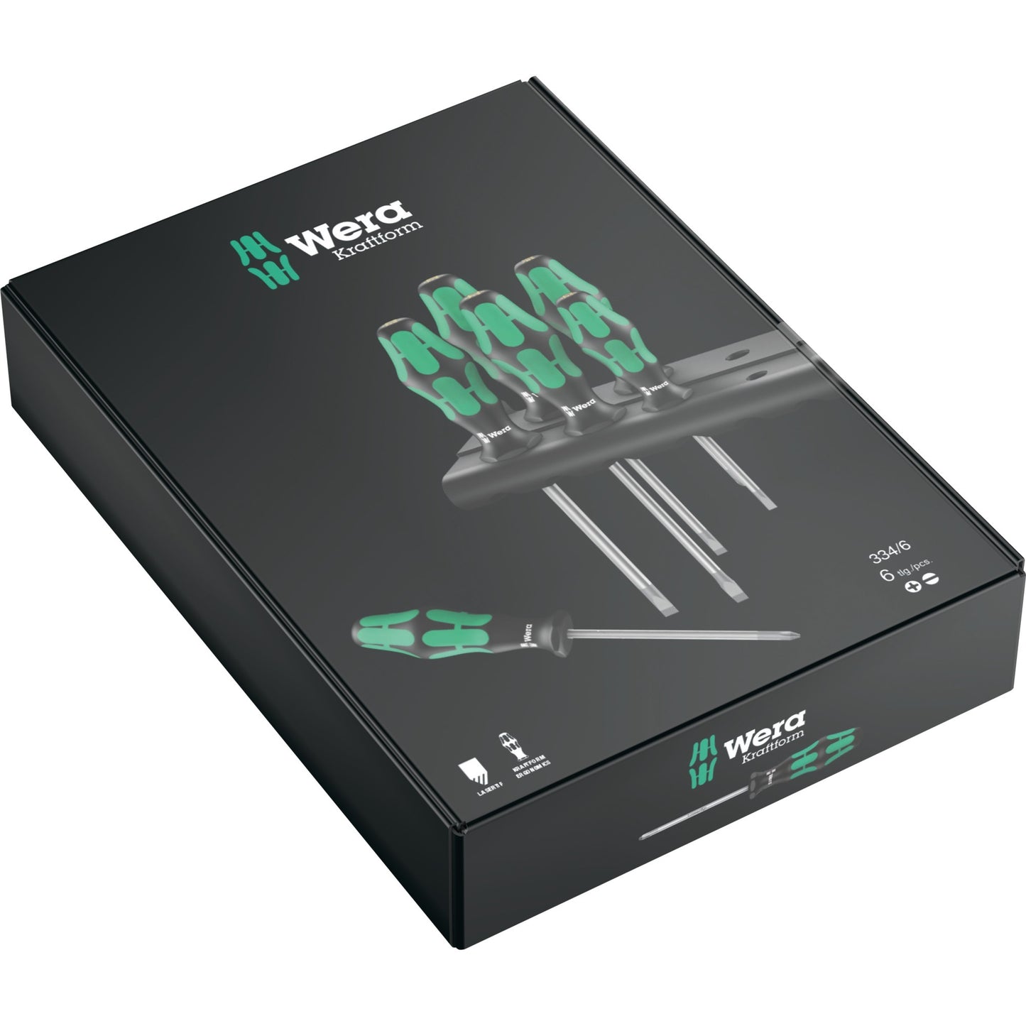 Wera 334 6 schroevendraaierset kraftform plus (zwart groen, 6-delig)