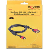 Delock high speed hdmi a (male) > dvi (male) adapter (zwart, 2 meter) - afbeelding 2