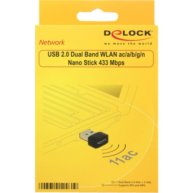 Delock usb 2.0 dual band wlan nano stick wlan adapter (zwart)