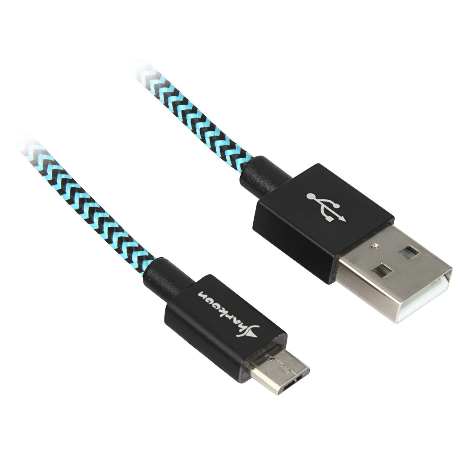 Sharkoon usb-a 2.0 naar micro-usb-b kabel (zwart lichtblauw, 0,5 meter)