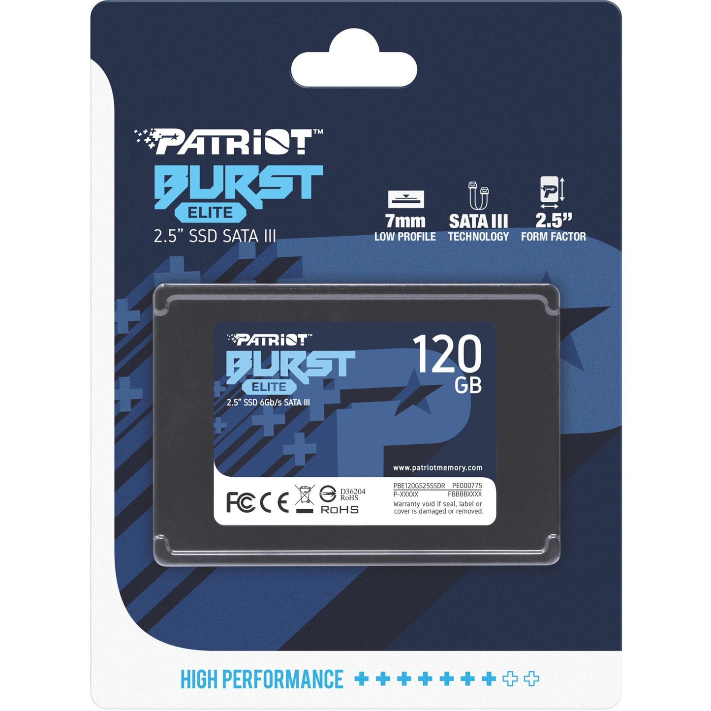 Patriot burst elite 120 gb ssd (zwart, pbe120gs25ssdr, sata 6 gb s)