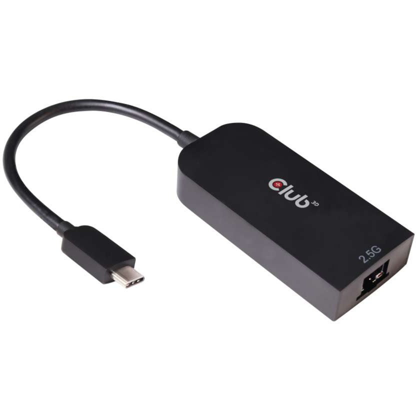 Club 3d usb-c 3.2 gen 1 naar rj-45 2.5gbps adapter (zwart, 0,16 meter)