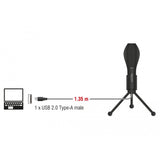 Delock usb condenser microfoon (zwart, met tafel standaard) - afbeelding 4