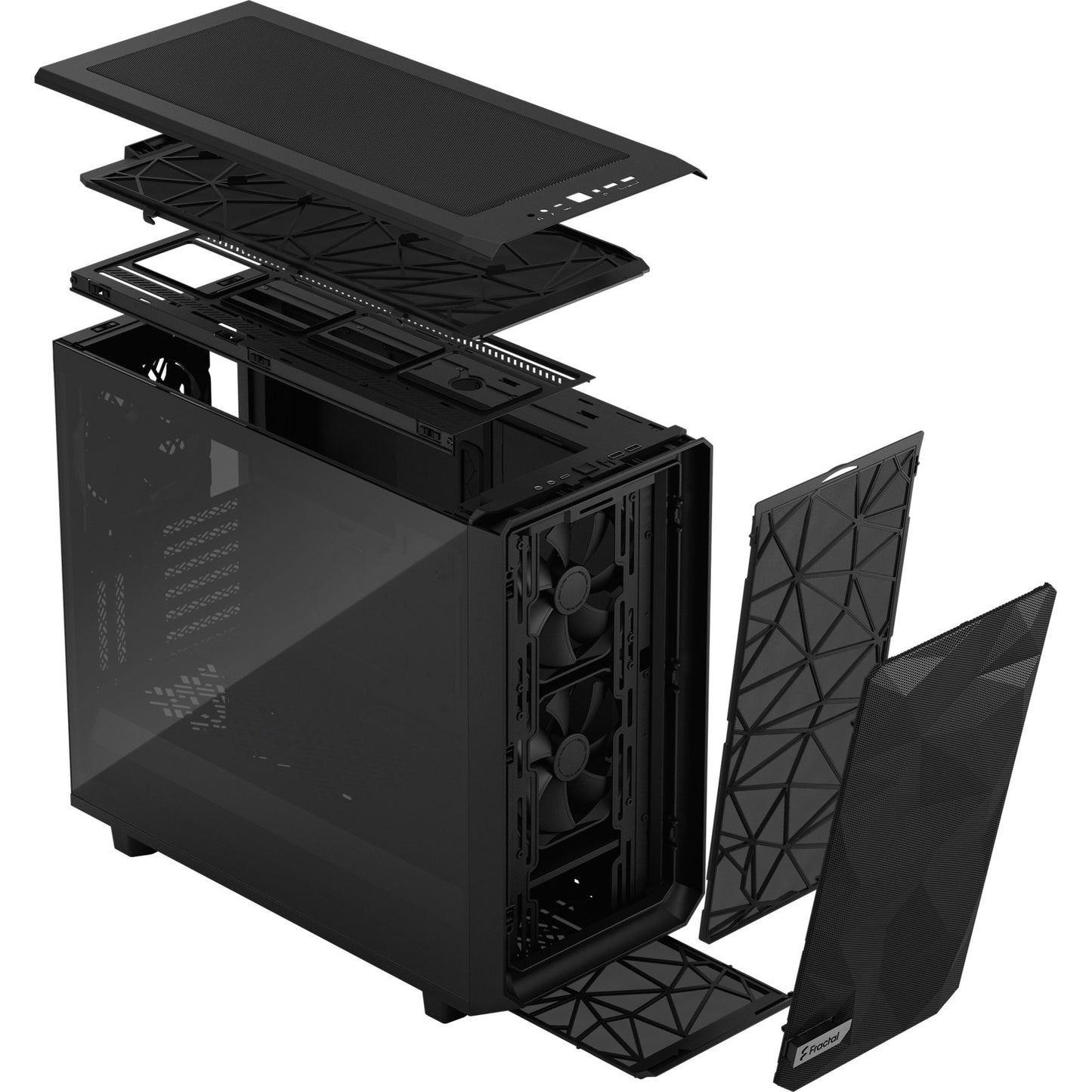 Fractal design meshify 2 light tempered glass midi tower behuizing (zwart | 2x usb-a | 1x usb-c | window)