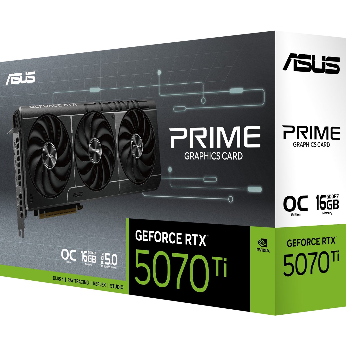 Asus prime geforce rtx 5070 ti oc 16g grafische kaart (3x displayport, 1x hdmi)