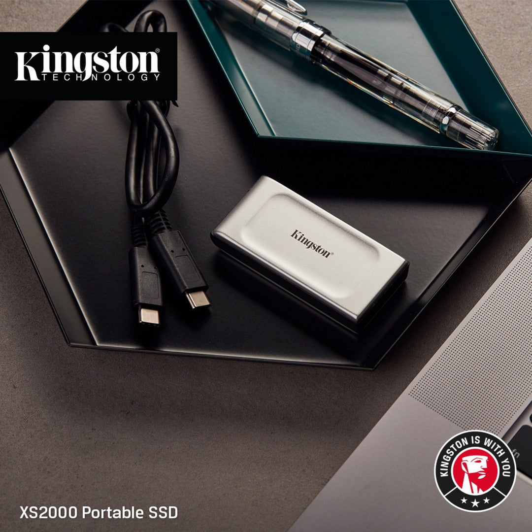 Kingston xs2000 portable 4 tb externe ssd (zilver zwart, sxs2000 2000g, usb-c 3.2 (20 gbit s))