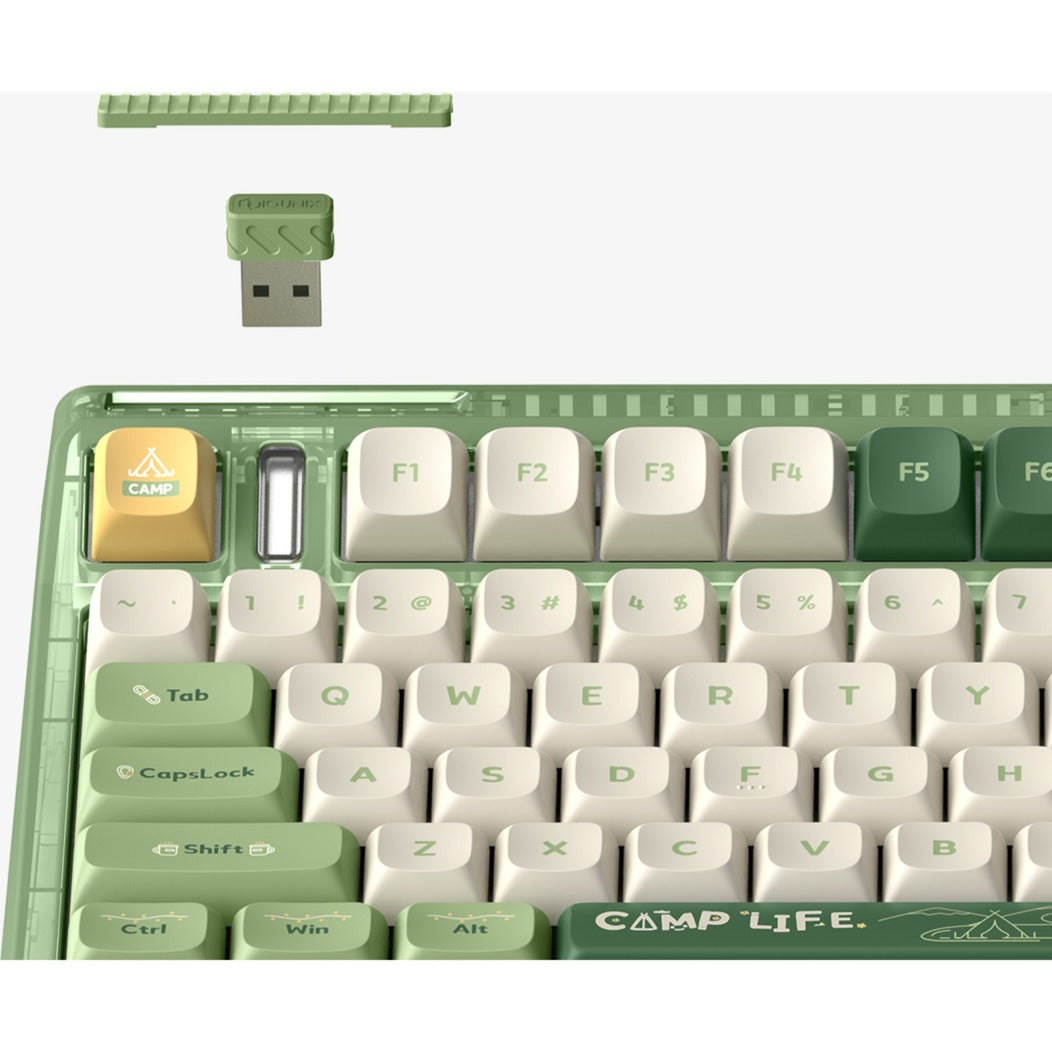 Iqunix og80 camping wireless mechanical keyboard (groen, us lay-out (qwerty), cherry mx red, 80% (tkl), rgb leds, hot-swappable, pbt, 2.4ghz | bluetooth 5.1 | usb-c)