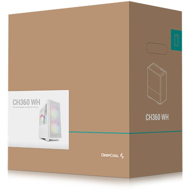 Deepcool ch360 mini tower behuizing (wit | 1x usb-a | 1x usb-c | rgb | window)