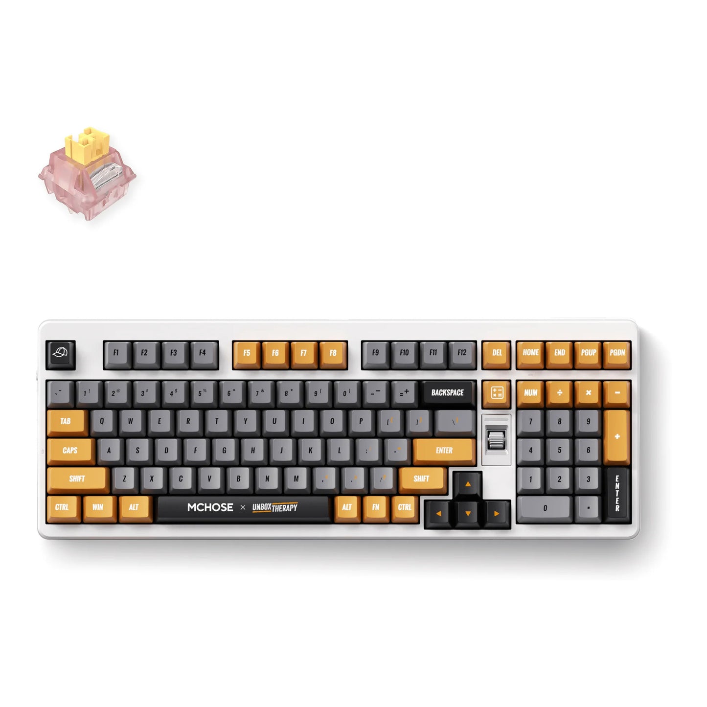Mchose x unbox therapy - ut98 mechanical keyboard, toetsenbord (retro therapy, silent peach v3 switch, 98%, rgb, hot swap, 2.4 ghz usb-c bluetooth)