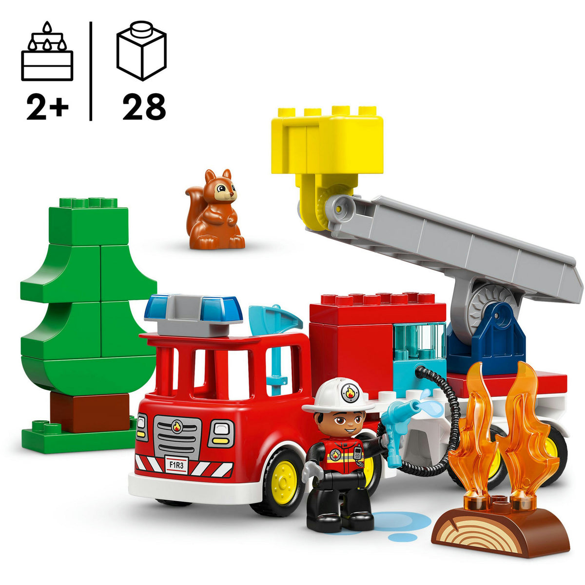 Lego duplo town 10473 brandweertruck met slang en brandweerman