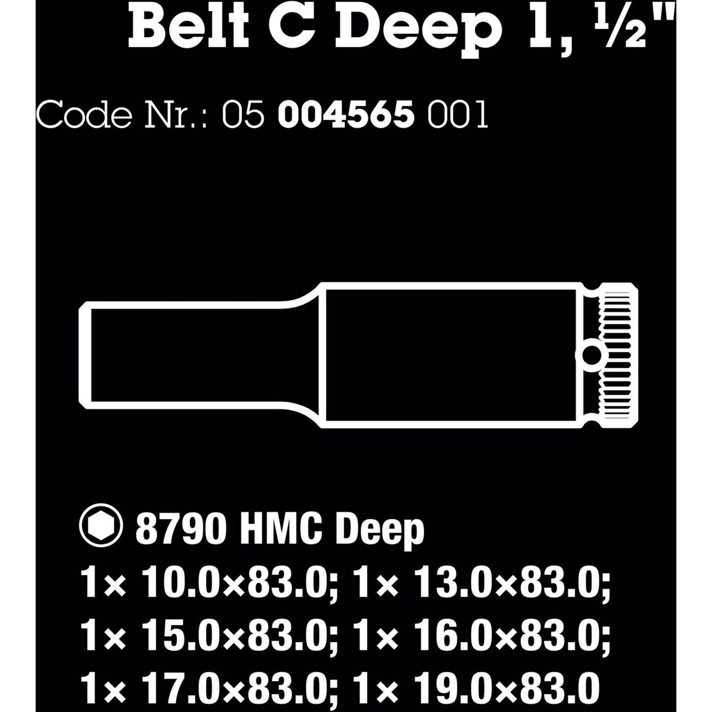Wera belt c deep 1 doppenset, 1 2 dopsleutel (zwart, 6-delig)