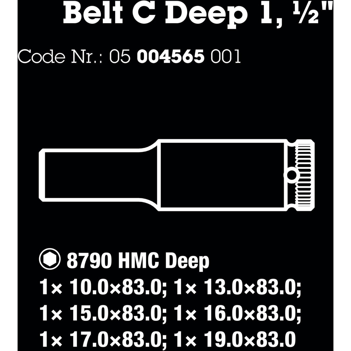 Wera belt c deep 1 doppenset, 1 2 dopsleutel (zwart, 6-delig)