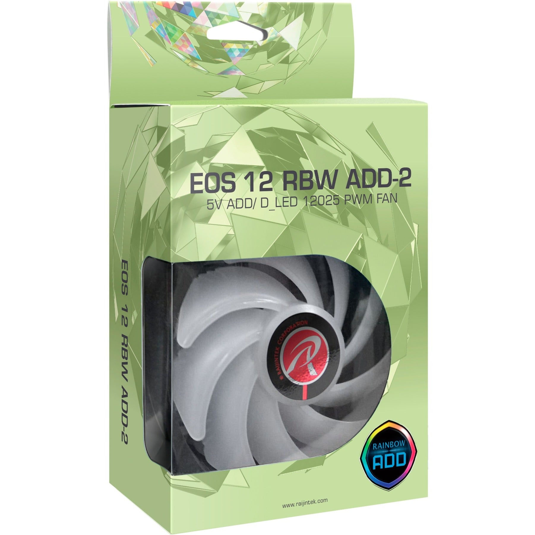 Raijintek eos 12 rbw add-2 rgb case fans (zwart, 2 stuks, 120 x 120 x 25 mm, pwm)