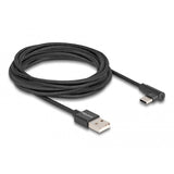 Delock usb 2.0 cable type-a male to usb type-c male angled, 3m kabel (zwart) - afbeelding 2