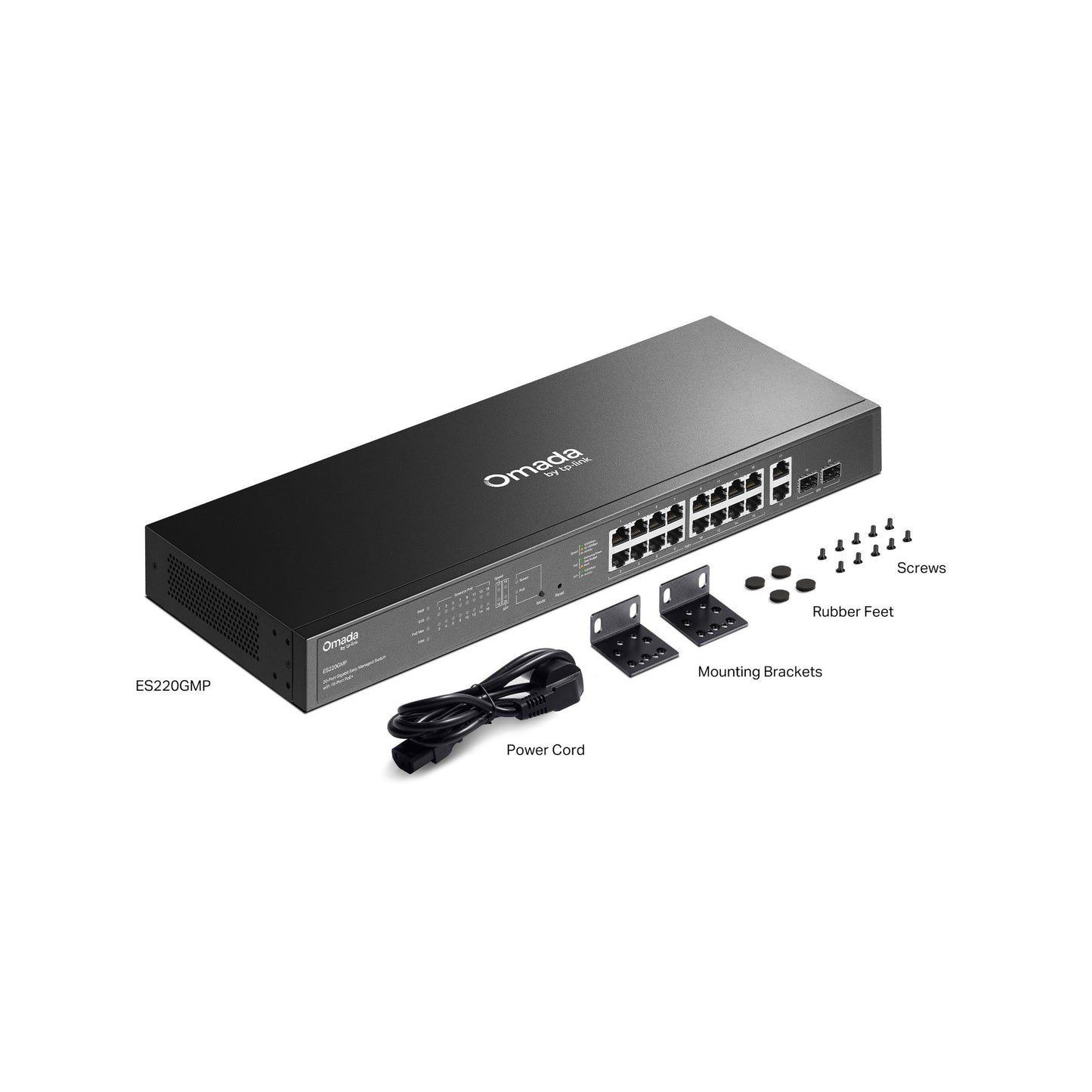 Tp-link omada es220gmp 20-poort gigabit easy managed switch (zwart, 16x poe+, 2x gigabit sfp)