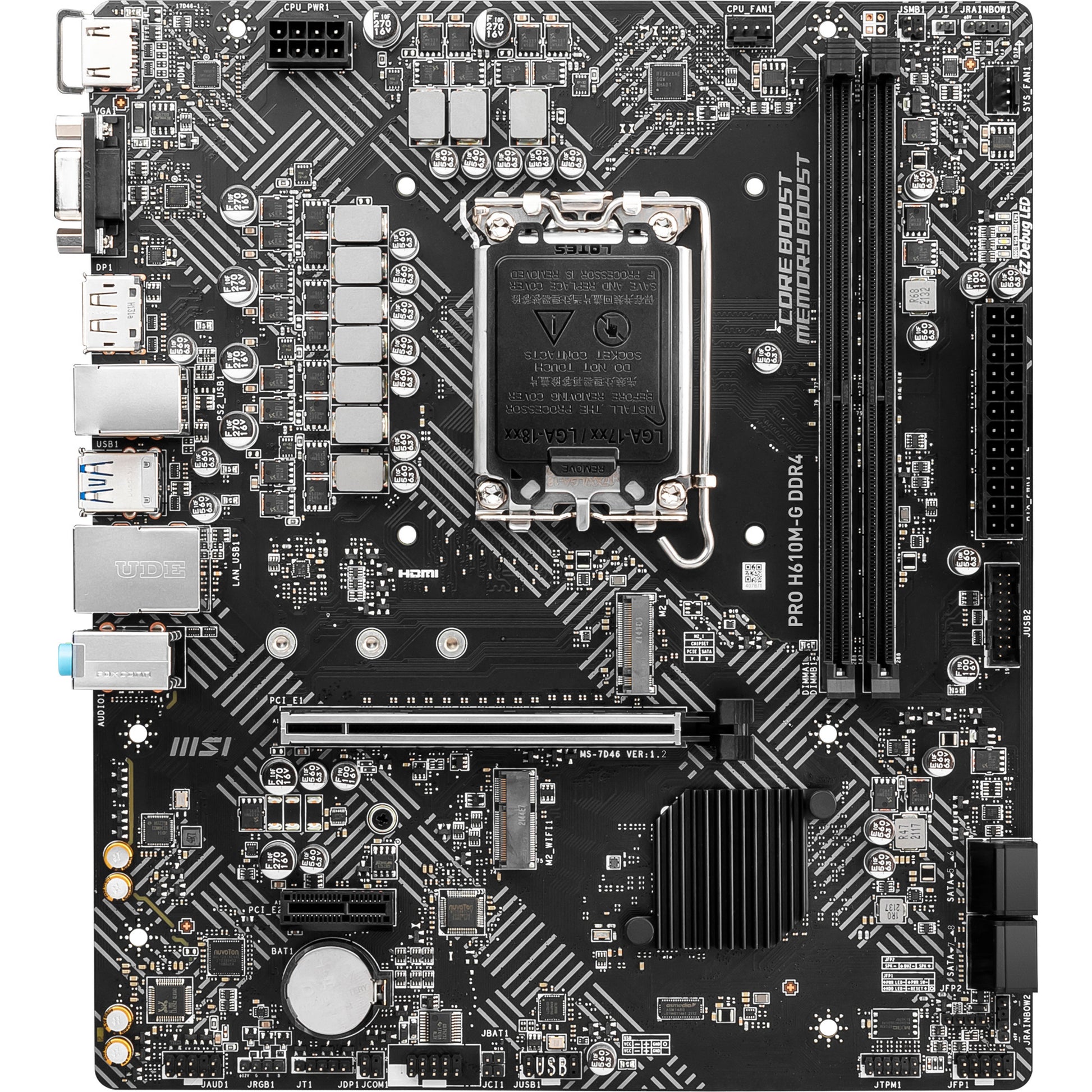 Msi pro h610m-g ddr4 socket 1700 moederbord (gb-lan, sound, µatx)