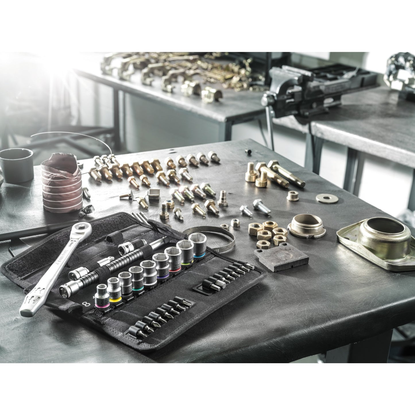Wera 8100 sc 7 zyklop metal-ratelset met doorsteekvierkant 1 2 aandrijving gereedschapsset ( 28-delig )