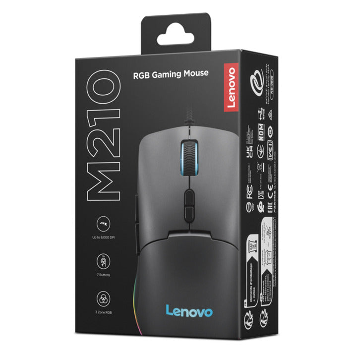 Lenovo m210 rgb-gamingmuis (zwart, 8000 dpi, rgb)