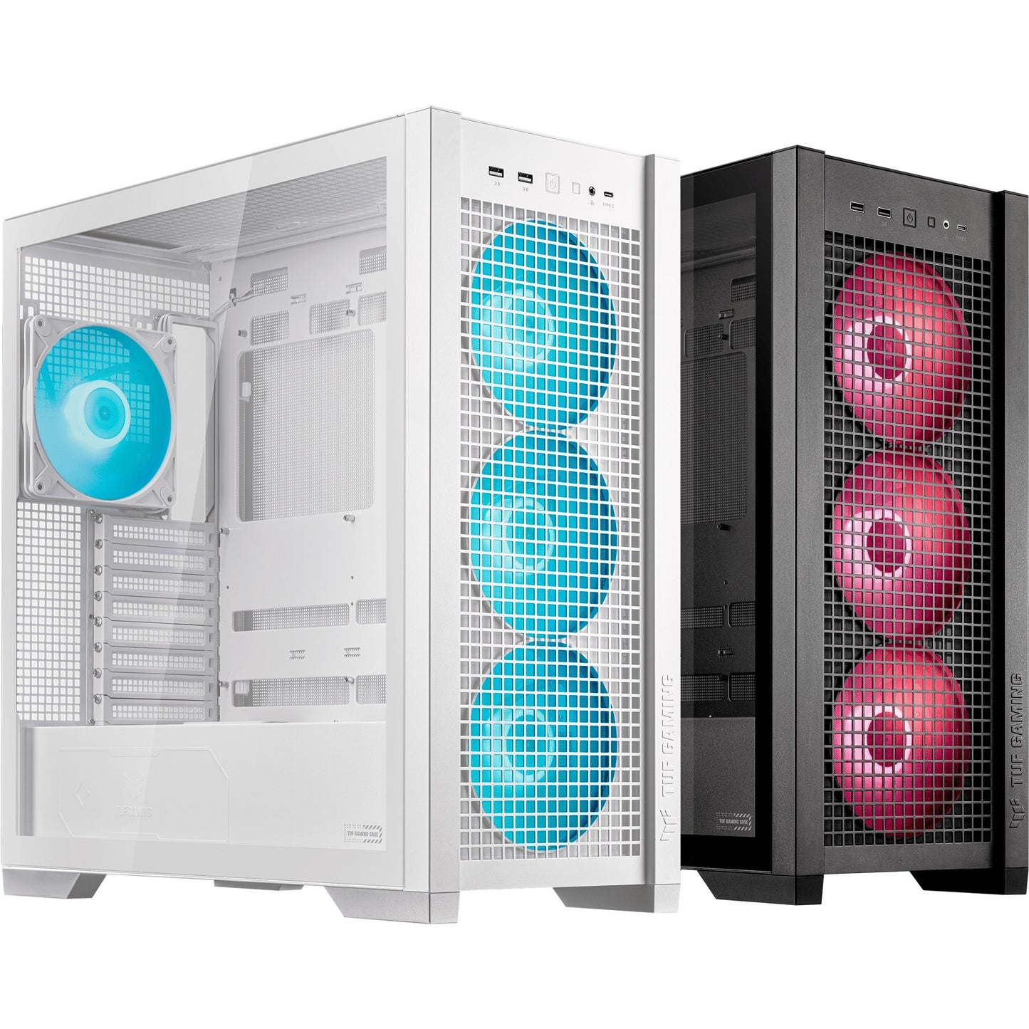 Asus tuf gaming gt302 argb midi tower behuizing (wit | 2x usb-a | 1x usb-c | rgb | tempered glass)