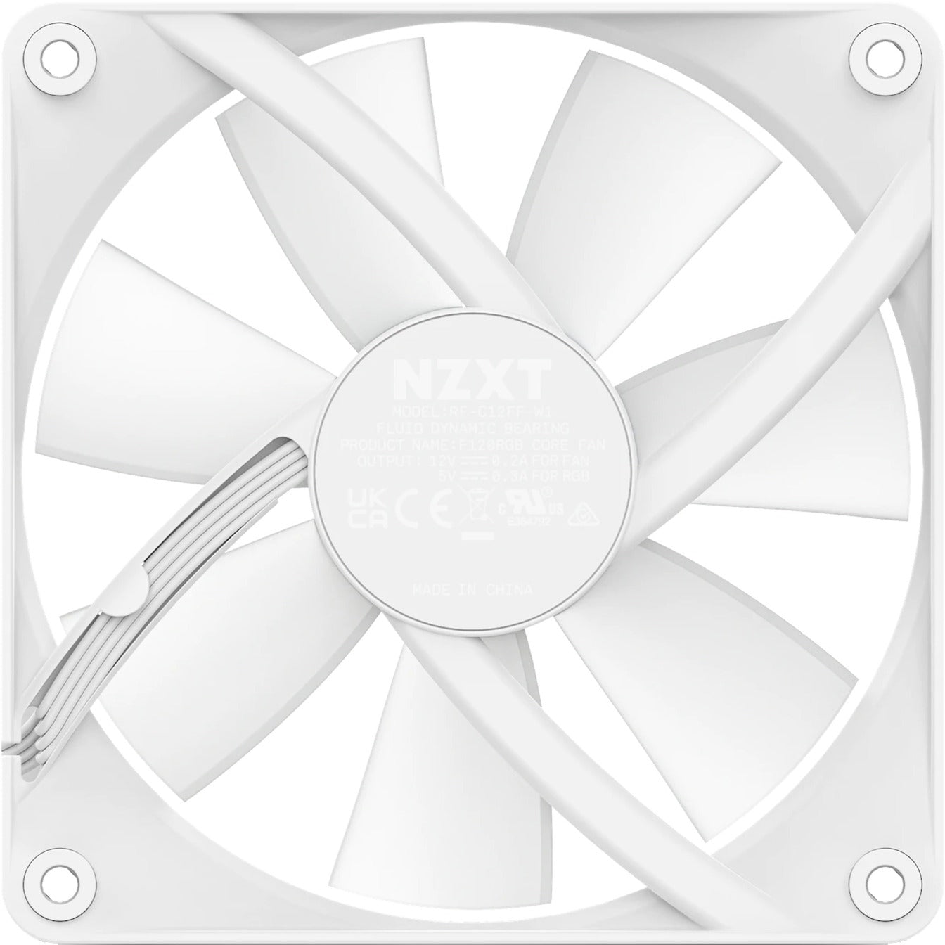 Nzxt f120 rgb core case fan (wit, 120 x 120 x 26 mm, pwm)