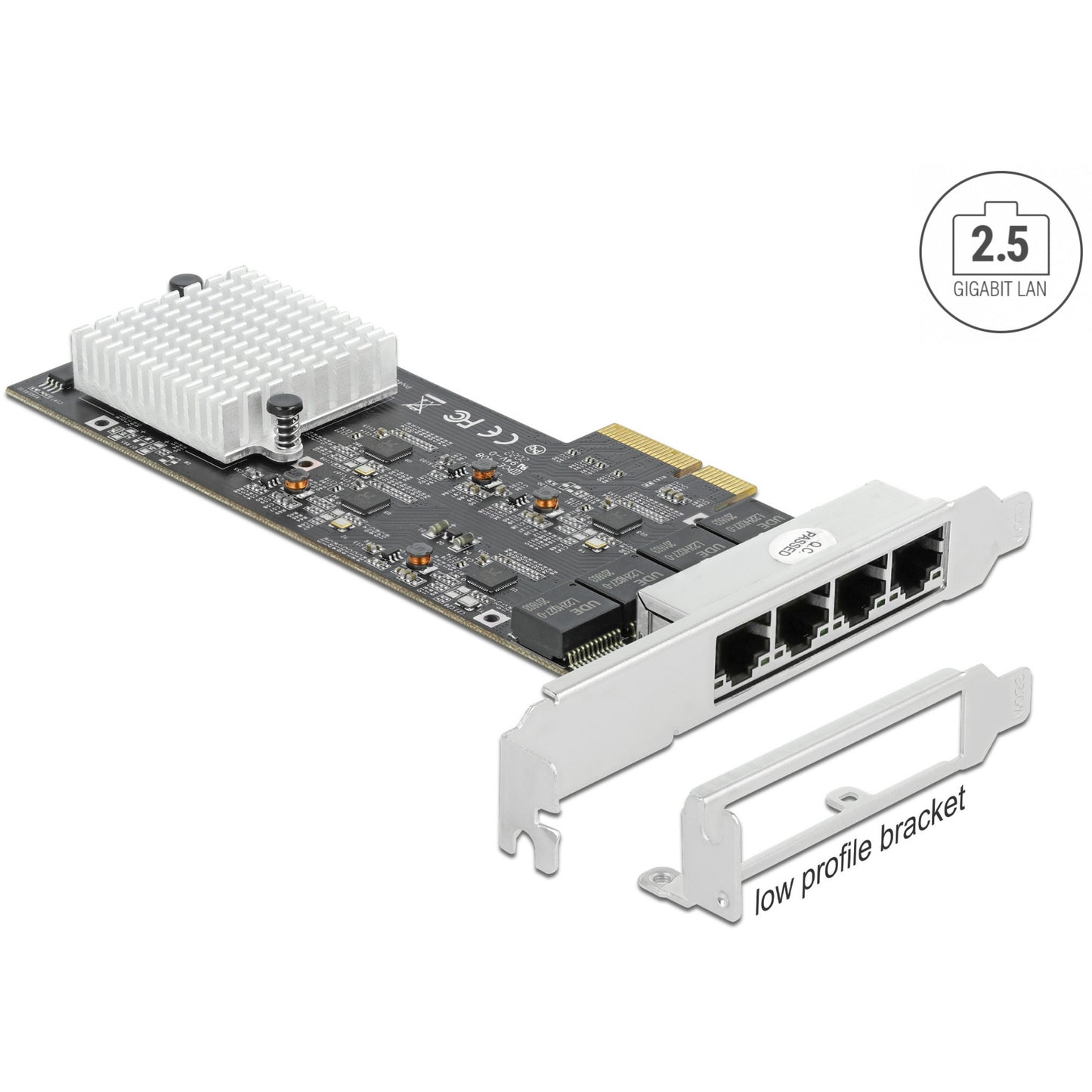 Delock pci express x4 naar 4 x rj45 2,5 gbe netwerkadapter