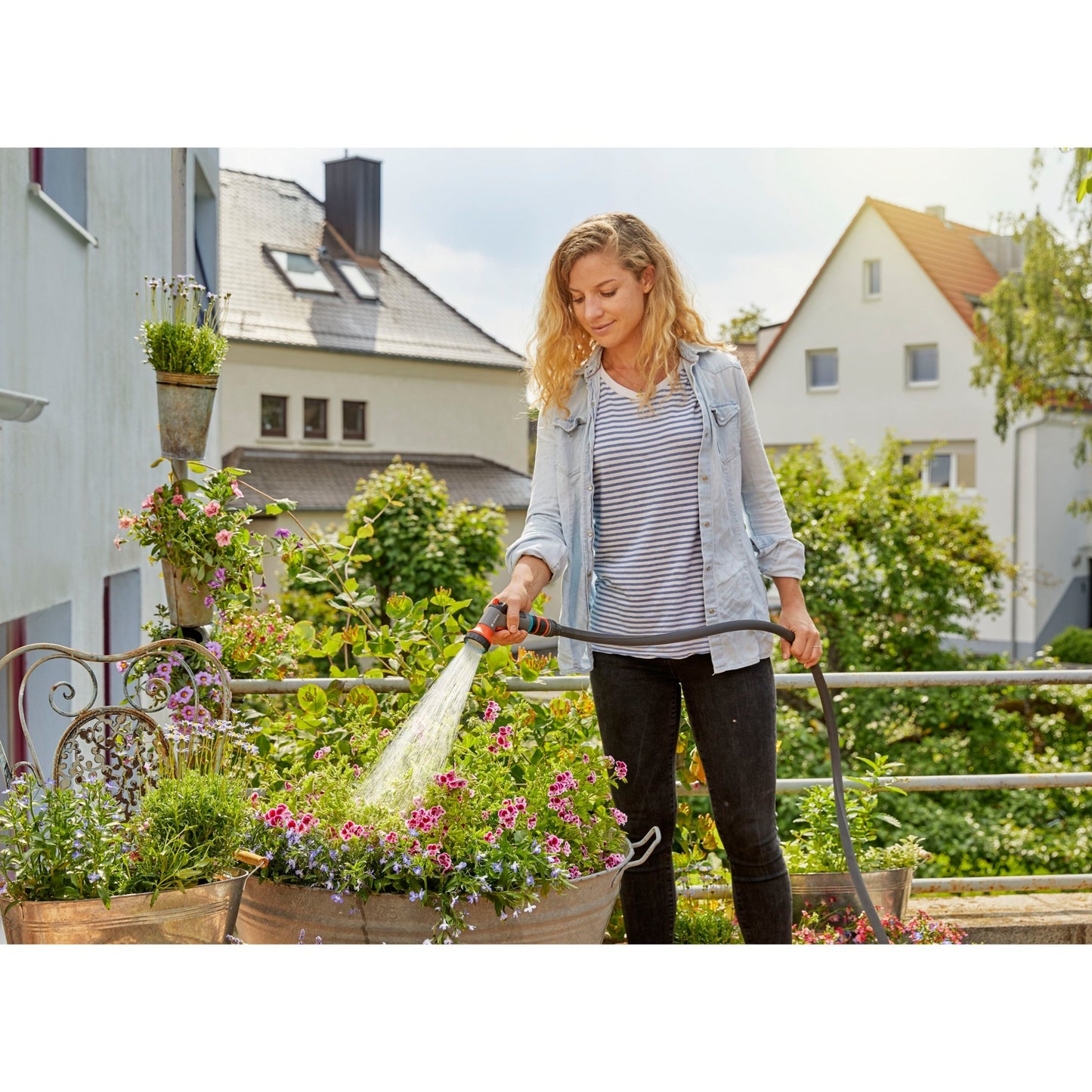 Gardena city gardening balkon broes spuitpistool (grijs oranje, 18304-20)