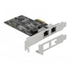 Delock pci express x2 card naar 2x rj45 2,5 gigabit lan rtl8125 netwerkadapter