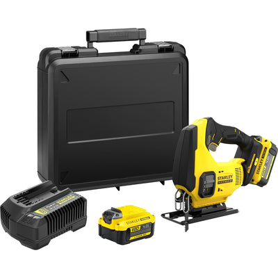 Stanley fatmax v20 18v decoupeerzaag (geel zwart, koffer, 2 accu's (2.0ah) en oplader (4a) inbegrepen)