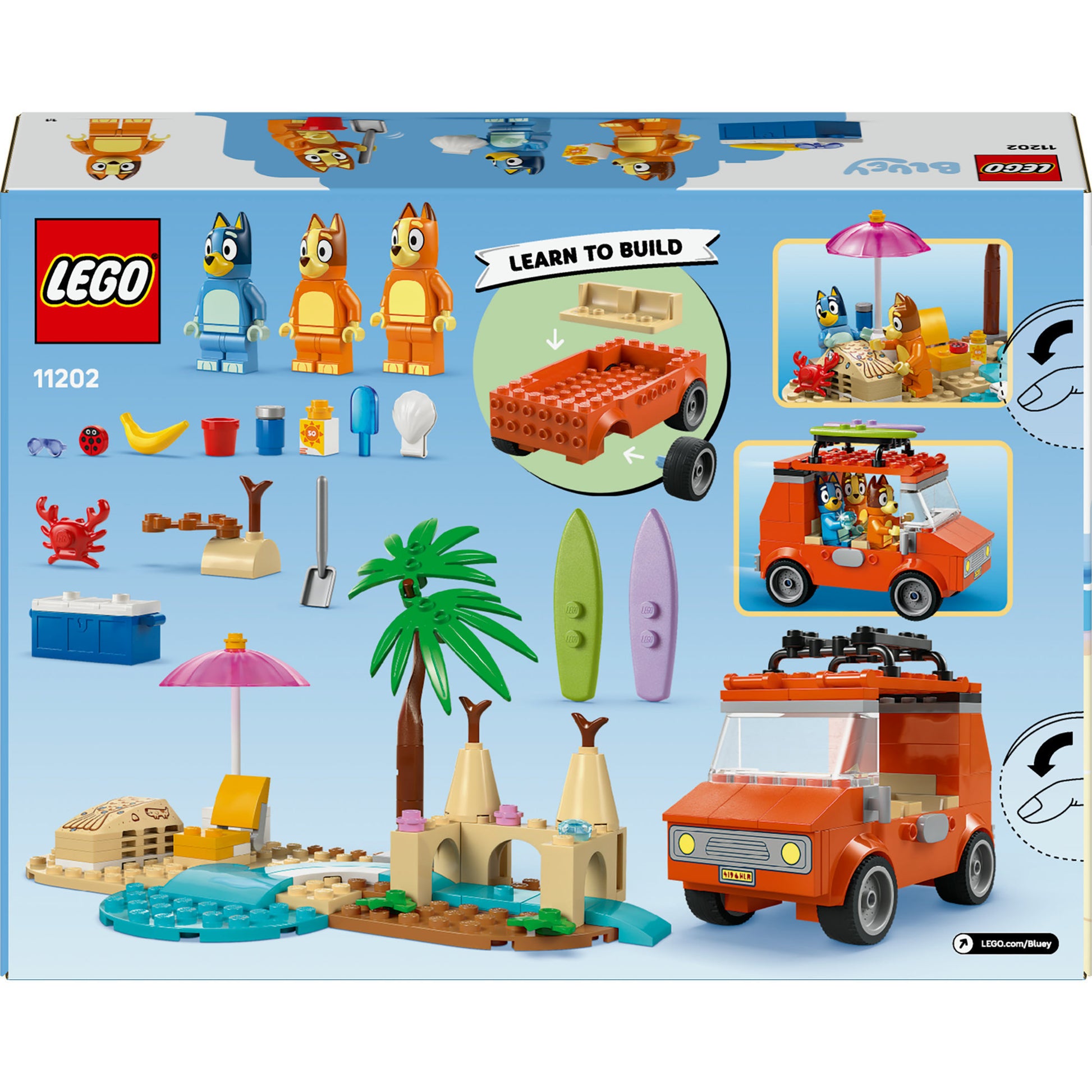 Lego ® bluey: bluey's autorit naar het strand, bouwset - 11202