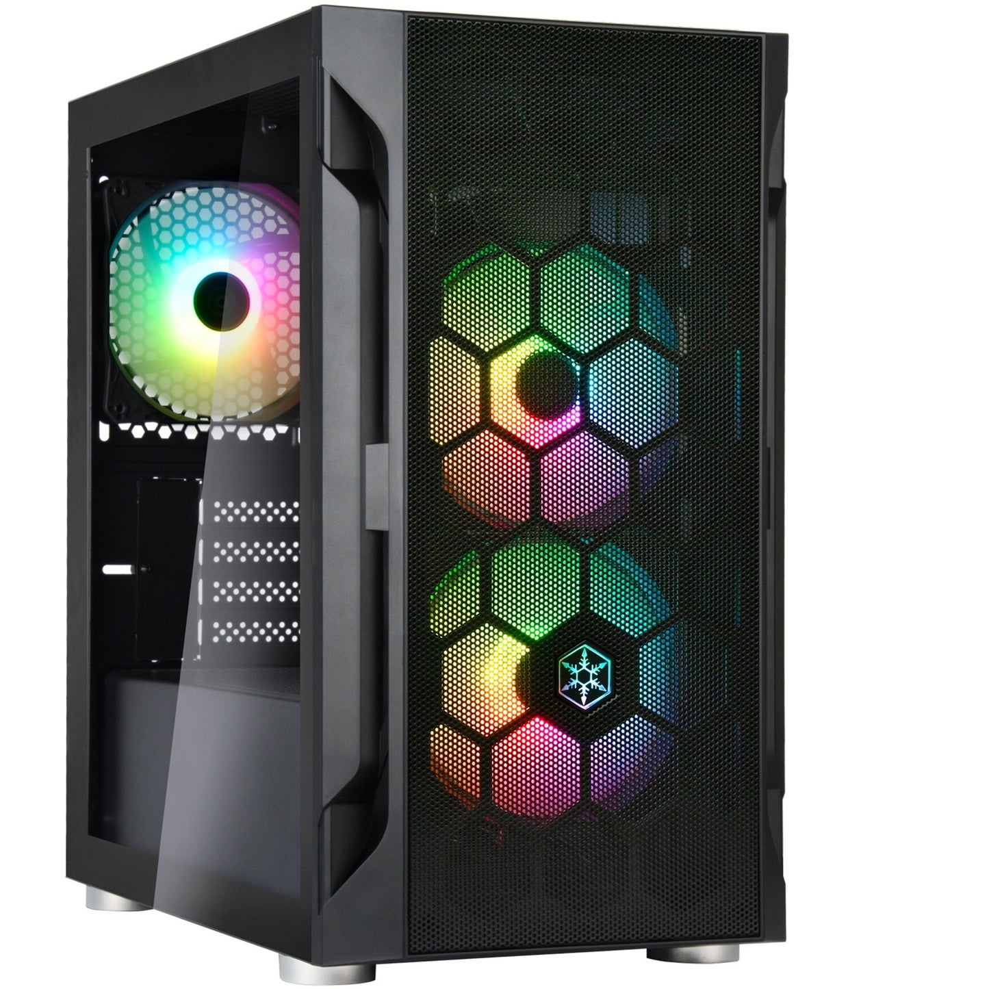 Silverstone sst-fah1mb-pro midi tower behuizing (zwart | 3x usb-a | rgb | tempered glass)