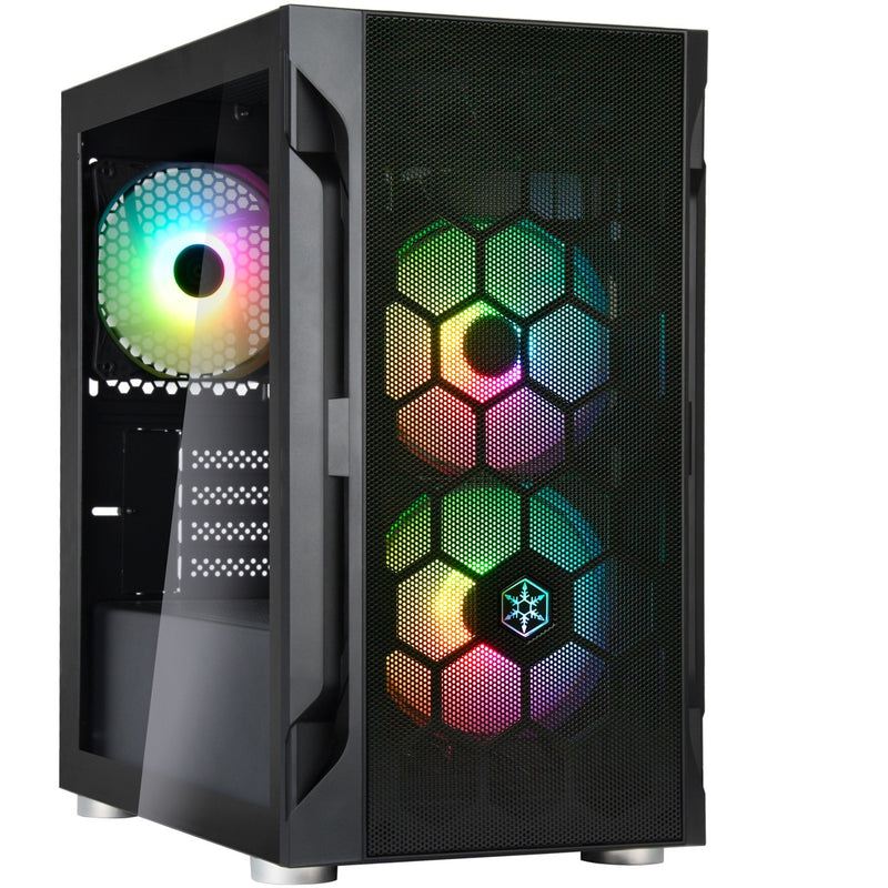 Silverstone sst-fah1mb-pro midi tower behuizing (zwart | 3x usb-a | rgb | tempered glass)