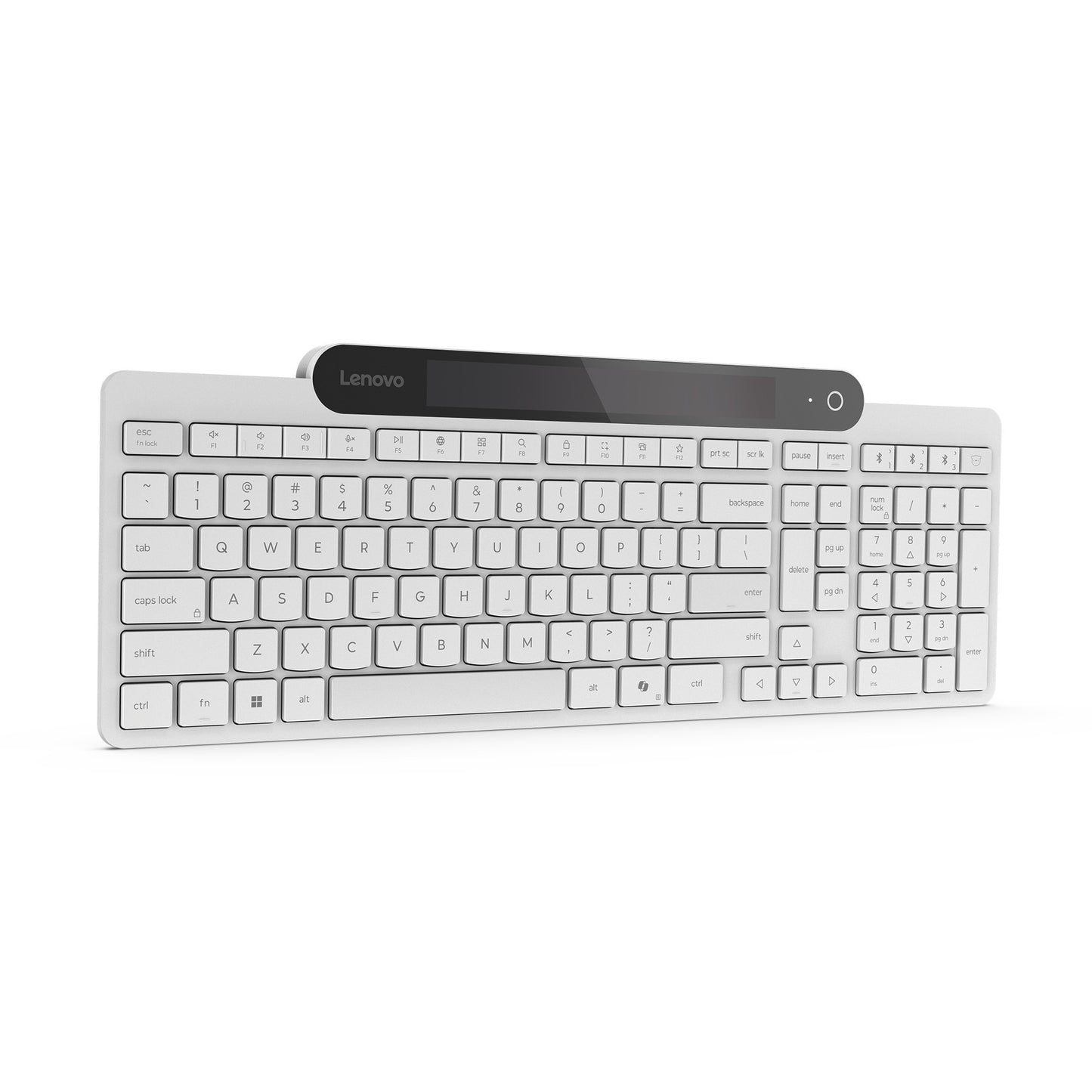 Lenovo 800 self-charging bluetooth keyboard (wit, us lay-out (qwerty), plunger, 100%, plunger switch, bluetooth 5.1, usb-c)