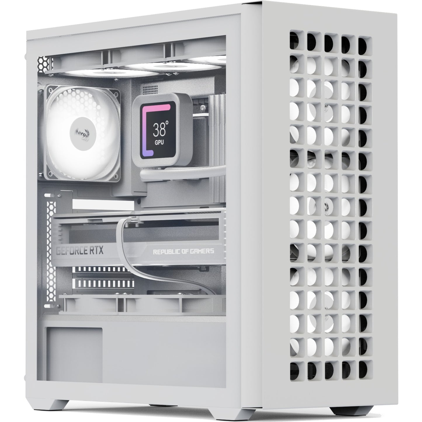 Aerocool b502a midi tower behuizing (wit | 2x usb-a | 1x usb-c | rgb)